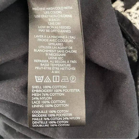 Anthropologie Long Sleeve Black Embroidered Lace Trim Swing Dress size XXS - Picture 10 of 11